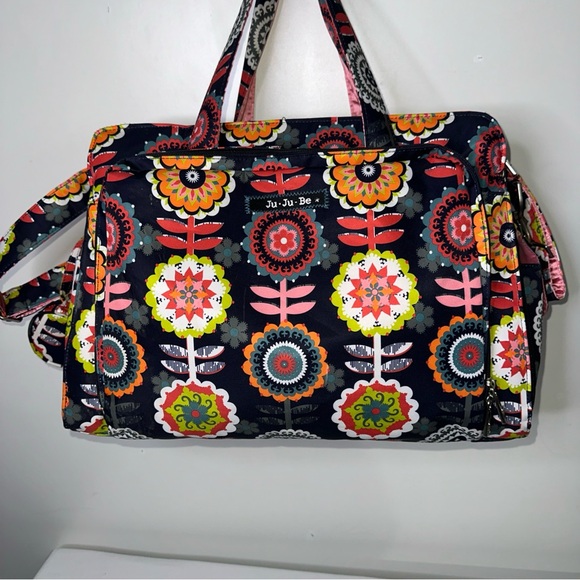 Ju-Ju-Be Dancing Dalia’s Diaper Bag in Navy Pink Yellow Orange Green
